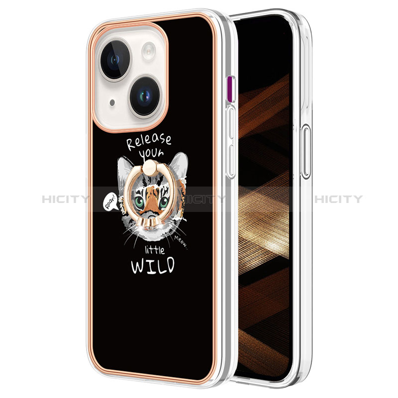 Custodia Silicone Gel Morbida Fantasia Modello Cover con Anello Supporto Y02B per Apple iPhone 14 Plus Multicolore