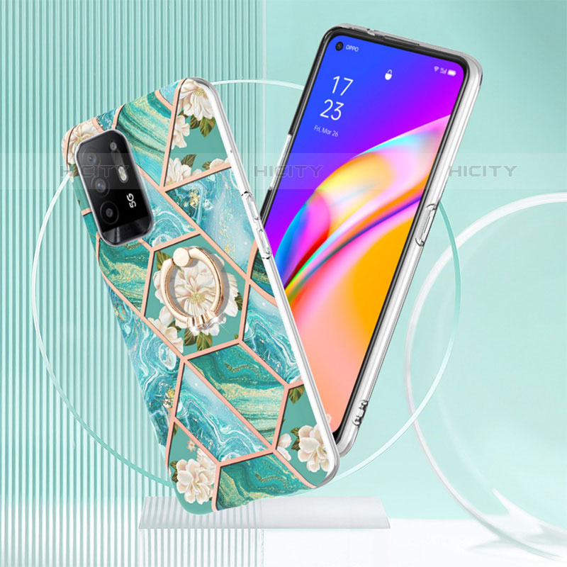 Custodia Silicone Gel Morbida Fantasia Modello Cover con Anello Supporto Y02B per Oppo Reno5 Z 5G