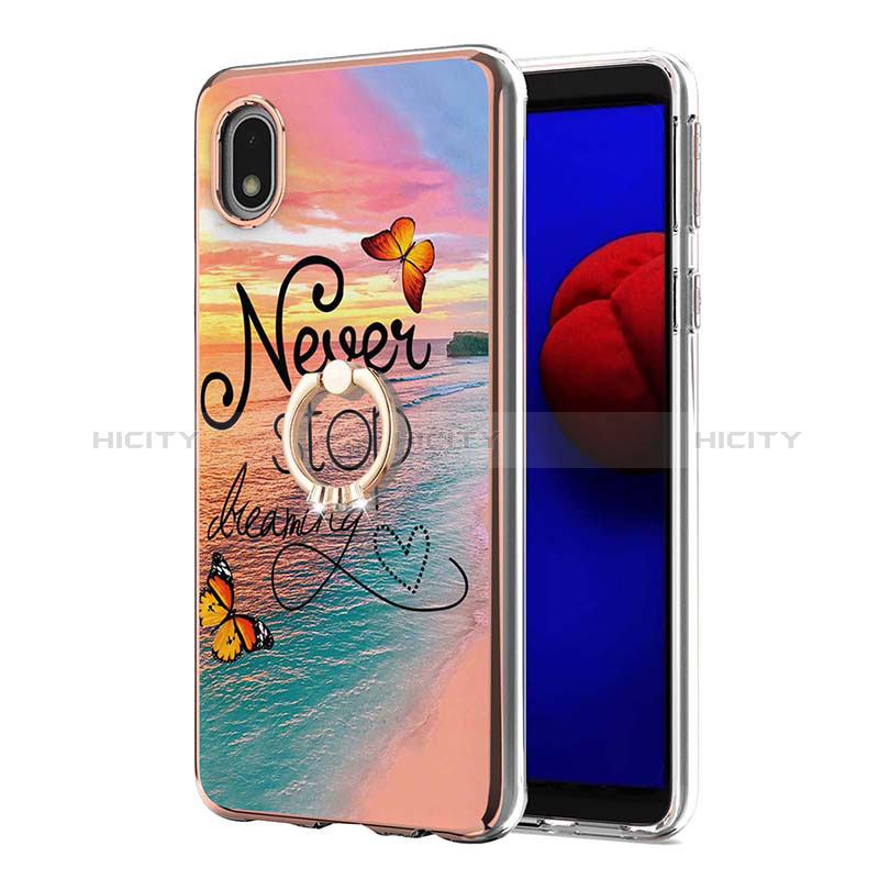 Custodia Silicone Gel Morbida Fantasia Modello Cover con Anello Supporto Y03B per Samsung Galaxy A01 Core