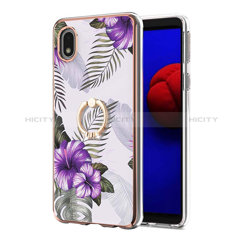 Custodia Silicone Gel Morbida Fantasia Modello Cover con Anello Supporto Y03B per Samsung Galaxy A01 Core