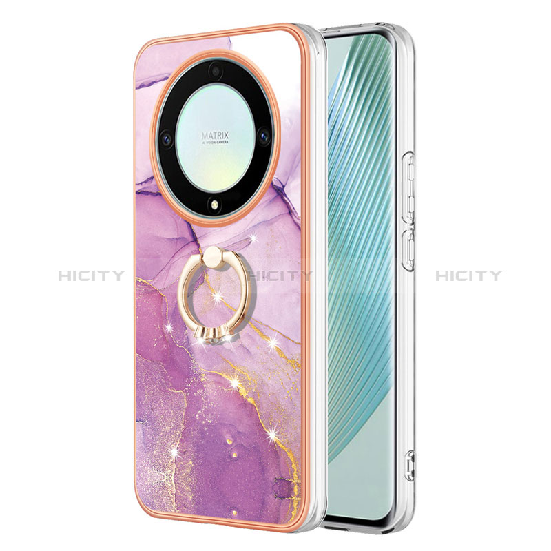 Custodia Silicone Gel Morbida Fantasia Modello Cover con Anello Supporto Y05B per Huawei Honor Magic5 Lite 5G Lavanda