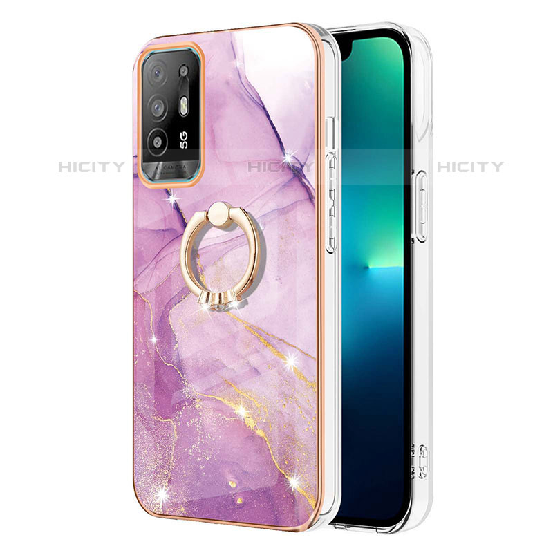 Custodia Silicone Gel Morbida Fantasia Modello Cover con Anello Supporto Y05B per Oppo A94 5G Lavanda