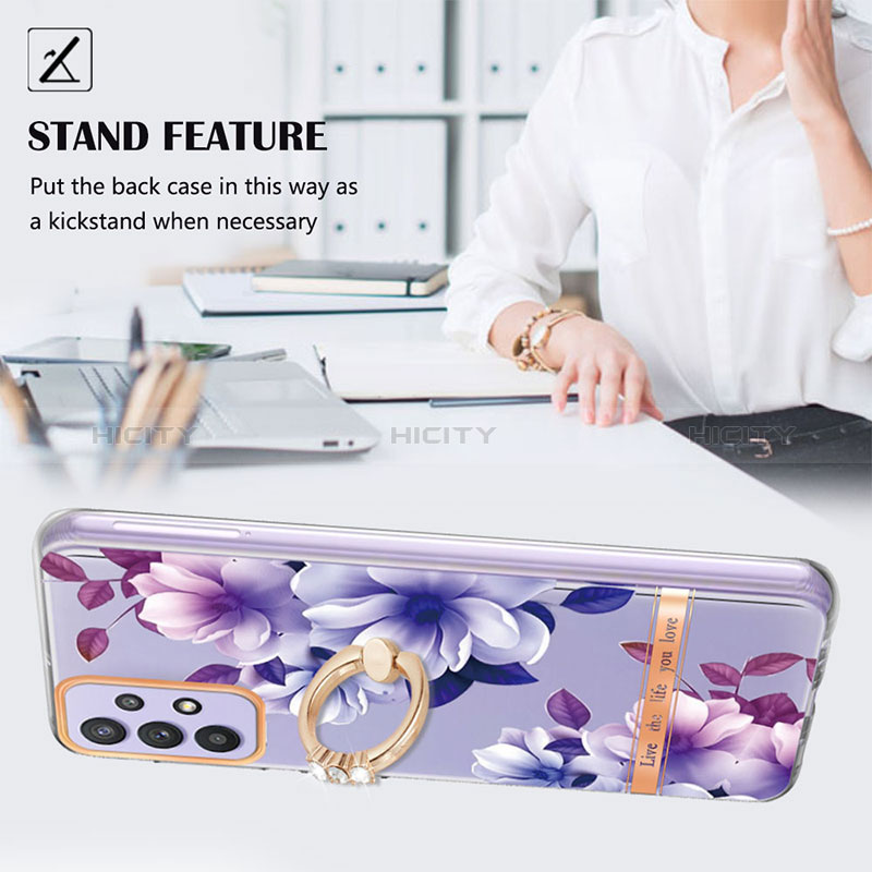 Custodia Silicone Gel Morbida Fantasia Modello Cover con Anello Supporto Y06B per Samsung Galaxy A23 5G