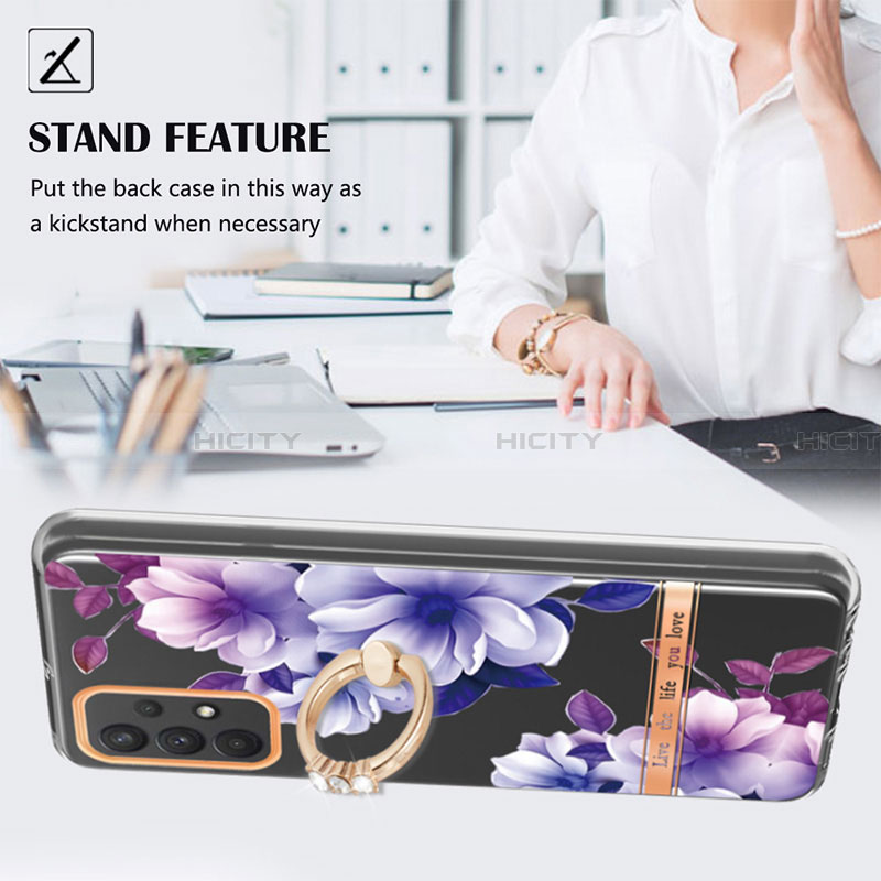 Custodia Silicone Gel Morbida Fantasia Modello Cover con Anello Supporto Y06B per Samsung Galaxy A32 5G