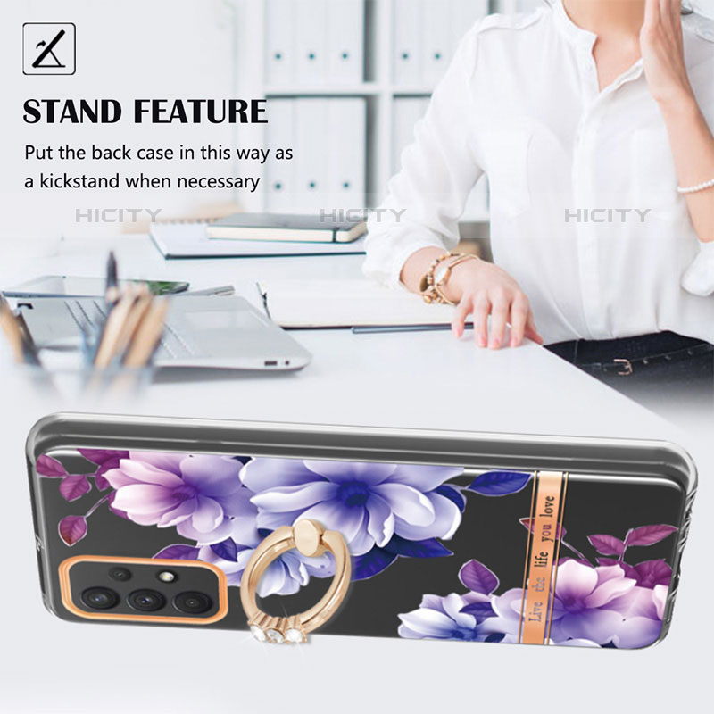 Custodia Silicone Gel Morbida Fantasia Modello Cover con Anello Supporto Y06B per Samsung Galaxy M32 5G