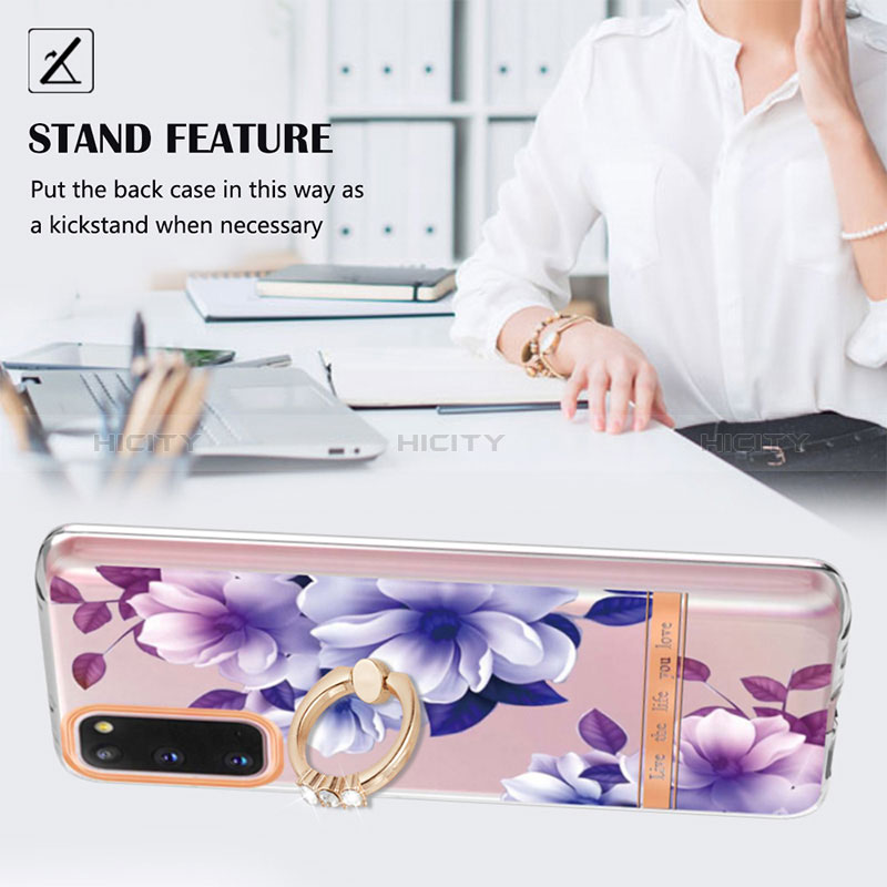 Custodia Silicone Gel Morbida Fantasia Modello Cover con Anello Supporto Y06B per Samsung Galaxy S20