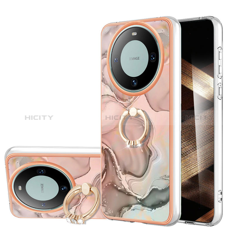 Custodia Silicone Gel Morbida Fantasia Modello Cover con Anello Supporto YB1 per Huawei Mate 60 Pro