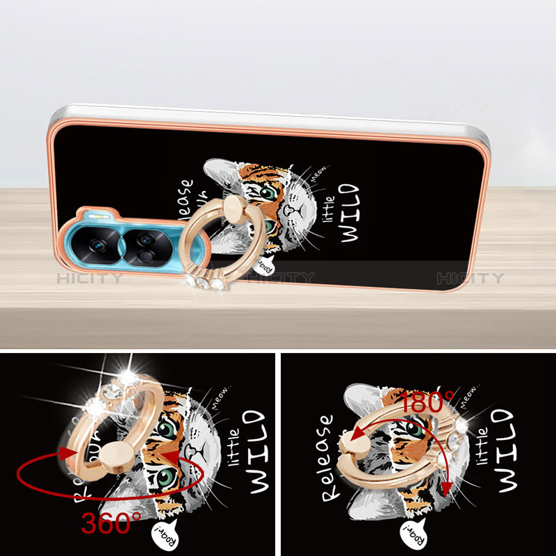 Custodia Silicone Gel Morbida Fantasia Modello Cover con Anello Supporto YB2 per Huawei Honor 90 Lite 5G