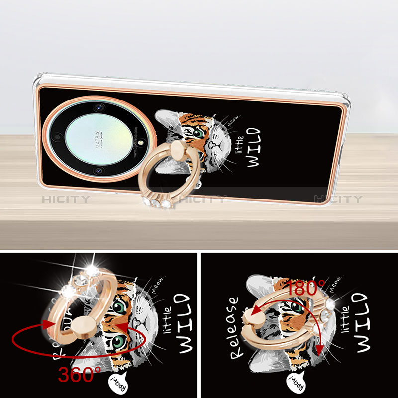 Custodia Silicone Gel Morbida Fantasia Modello Cover con Anello Supporto YB2 per Huawei Honor Magic5 Lite 5G