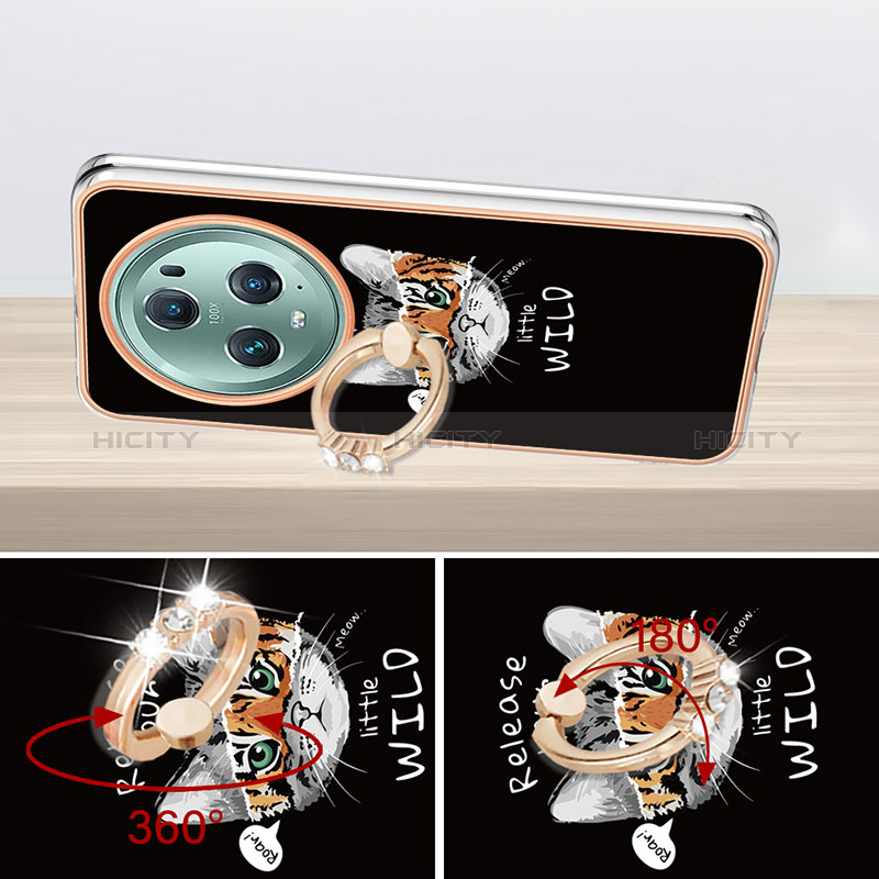 Custodia Silicone Gel Morbida Fantasia Modello Cover con Anello Supporto YB2 per Huawei Honor Magic5 Pro 5G