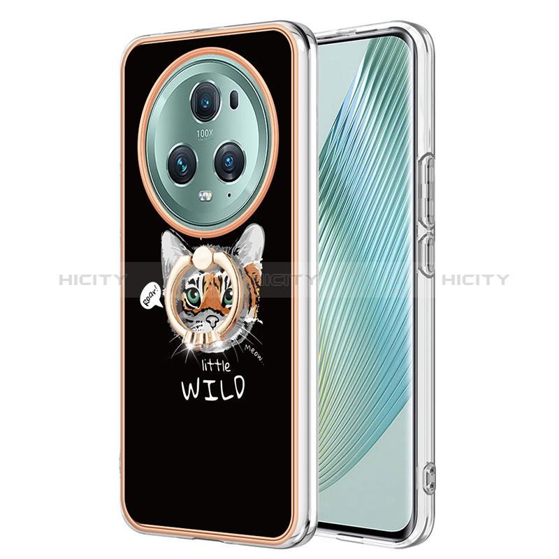 Custodia Silicone Gel Morbida Fantasia Modello Cover con Anello Supporto YB2 per Huawei Honor Magic5 Pro 5G Multicolore