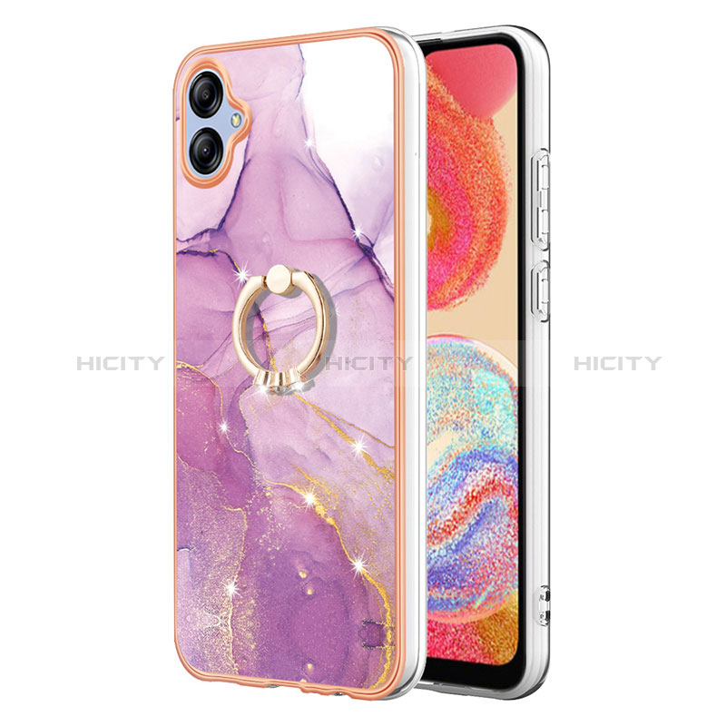 Custodia Silicone Gel Morbida Fantasia Modello Cover con Anello Supporto YB5 per Samsung Galaxy M04 Lavanda