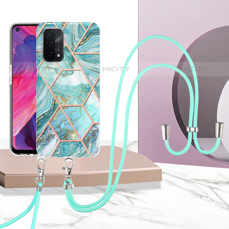 Custodia Silicone Gel Morbida Fantasia Modello Cover con Cinghia Cordino Mano Y01B per Oppo A93 5G