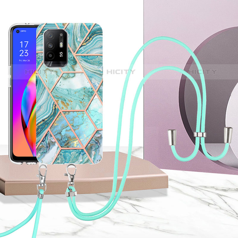 Custodia Silicone Gel Morbida Fantasia Modello Cover con Cinghia Cordino Mano Y01B per Oppo A94 5G