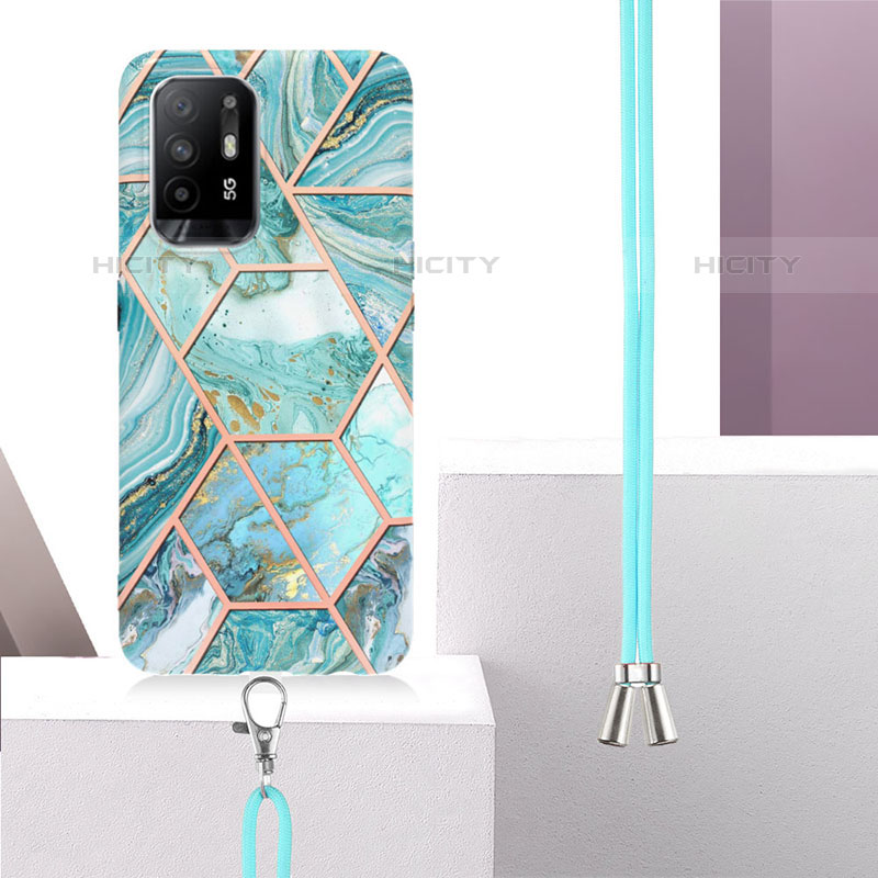 Custodia Silicone Gel Morbida Fantasia Modello Cover con Cinghia Cordino Mano Y01B per Oppo A95 5G