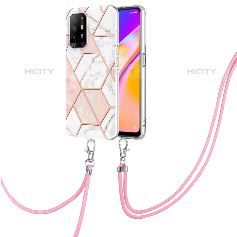 Custodia Silicone Gel Morbida Fantasia Modello Cover con Cinghia Cordino Mano Y01B per Oppo Reno5 Z 5G