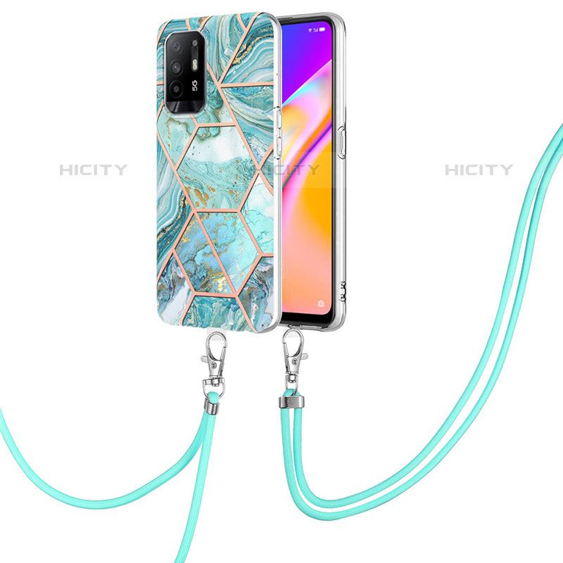 Custodia Silicone Gel Morbida Fantasia Modello Cover con Cinghia Cordino Mano Y01B per Oppo Reno5 Z 5G