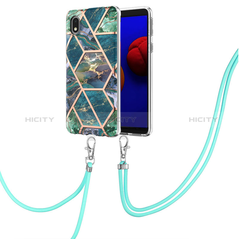 Custodia Silicone Gel Morbida Fantasia Modello Cover con Cinghia Cordino Mano Y01B per Samsung Galaxy A01 Core