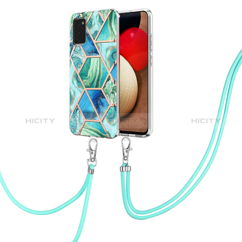 Custodia Silicone Gel Morbida Fantasia Modello Cover con Cinghia Cordino Mano Y01B per Samsung Galaxy A02s