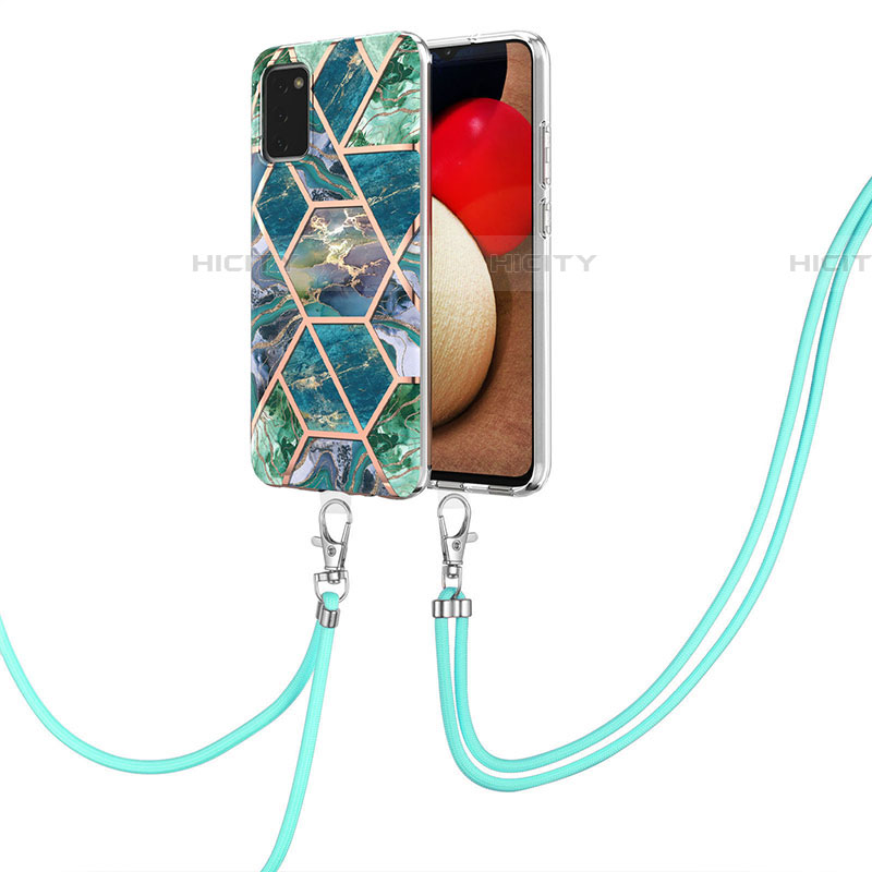 Custodia Silicone Gel Morbida Fantasia Modello Cover con Cinghia Cordino Mano Y01B per Samsung Galaxy A03s