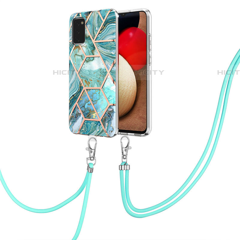 Custodia Silicone Gel Morbida Fantasia Modello Cover con Cinghia Cordino Mano Y01B per Samsung Galaxy A03s