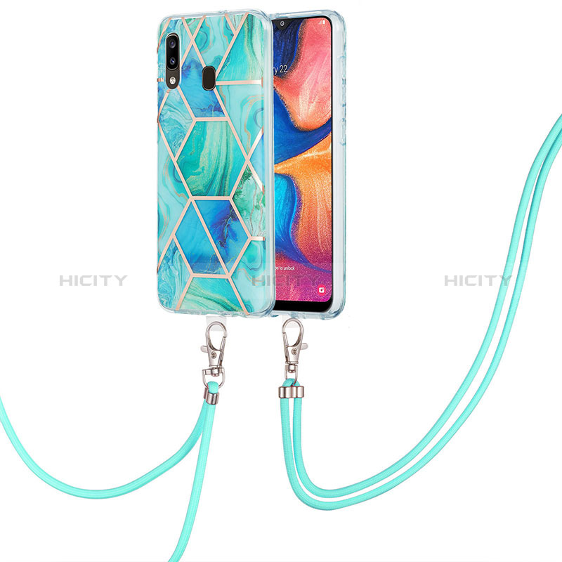 Custodia Silicone Gel Morbida Fantasia Modello Cover con Cinghia Cordino Mano Y01B per Samsung Galaxy A20