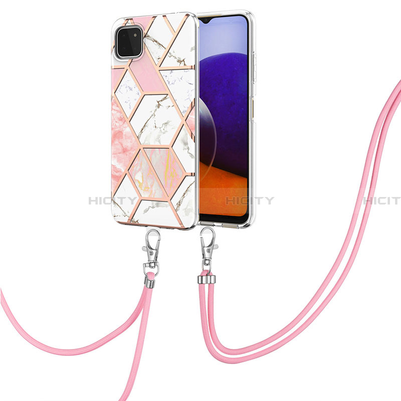 Custodia Silicone Gel Morbida Fantasia Modello Cover con Cinghia Cordino Mano Y01B per Samsung Galaxy A22 5G