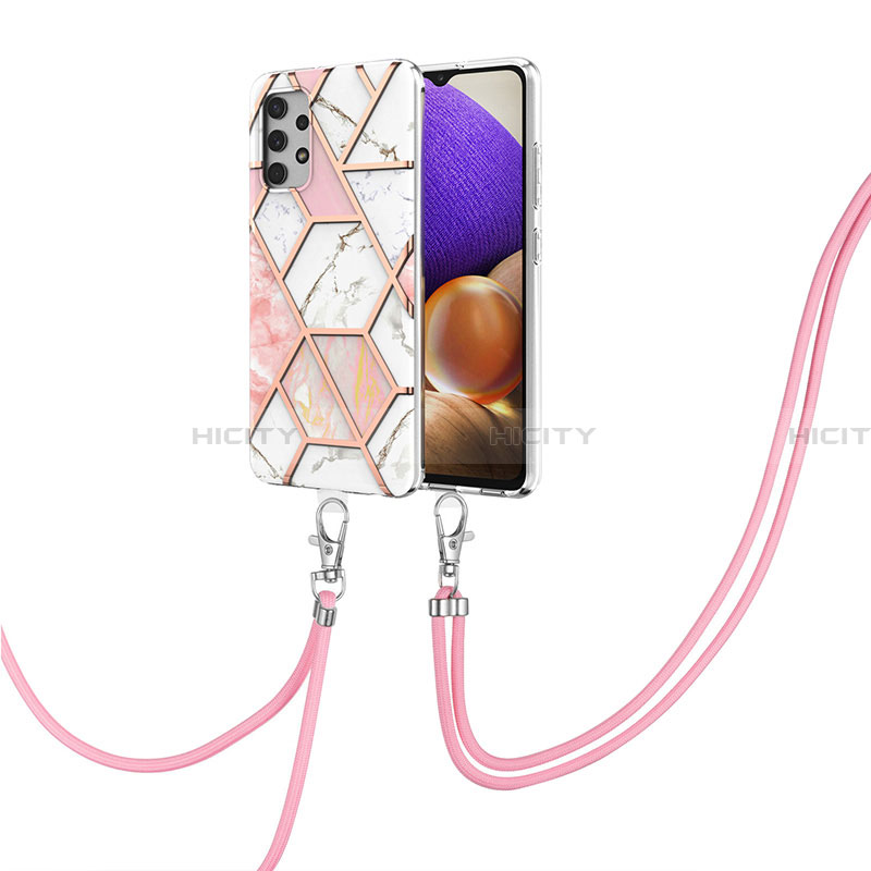 Custodia Silicone Gel Morbida Fantasia Modello Cover con Cinghia Cordino Mano Y01B per Samsung Galaxy A32 5G