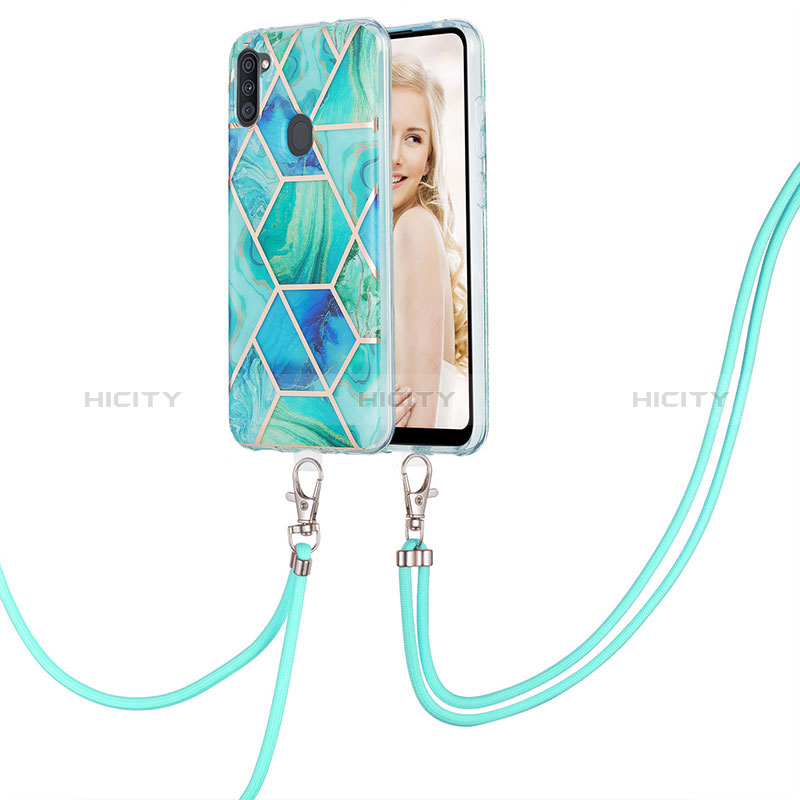 Custodia Silicone Gel Morbida Fantasia Modello Cover con Cinghia Cordino Mano Y01B per Samsung Galaxy M11