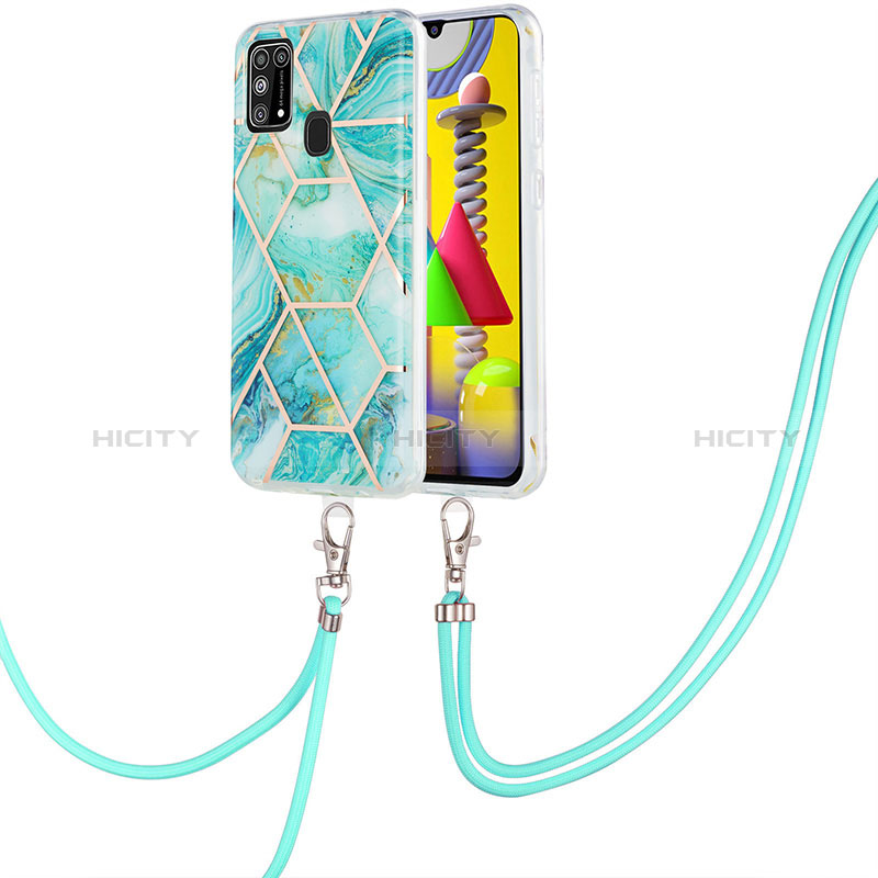 Custodia Silicone Gel Morbida Fantasia Modello Cover con Cinghia Cordino Mano Y01B per Samsung Galaxy M21s