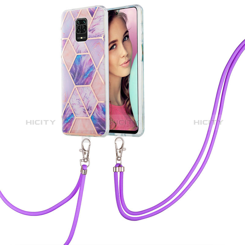 Custodia Silicone Gel Morbida Fantasia Modello Cover con Cinghia Cordino Mano Y01B per Xiaomi Poco M2 Pro Lavanda