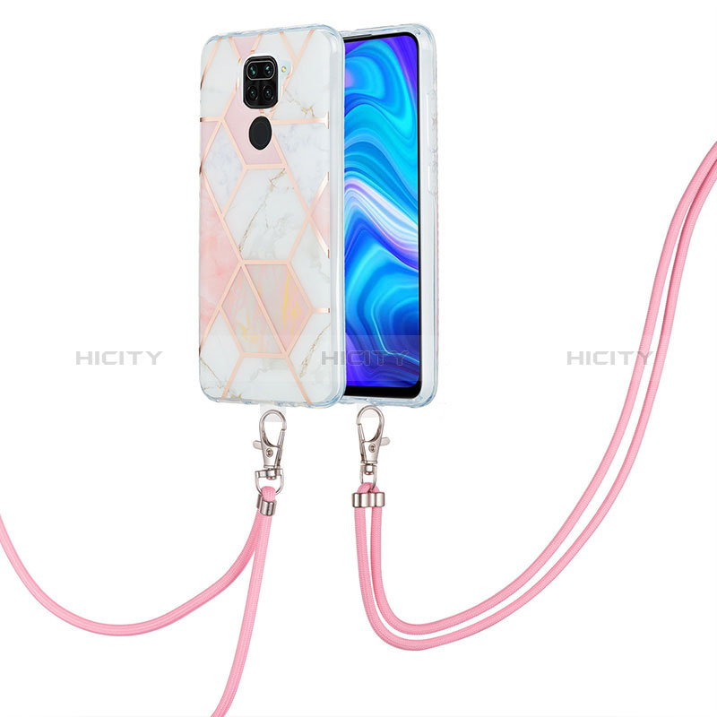 Custodia Silicone Gel Morbida Fantasia Modello Cover con Cinghia Cordino Mano Y01B per Xiaomi Redmi Note 9