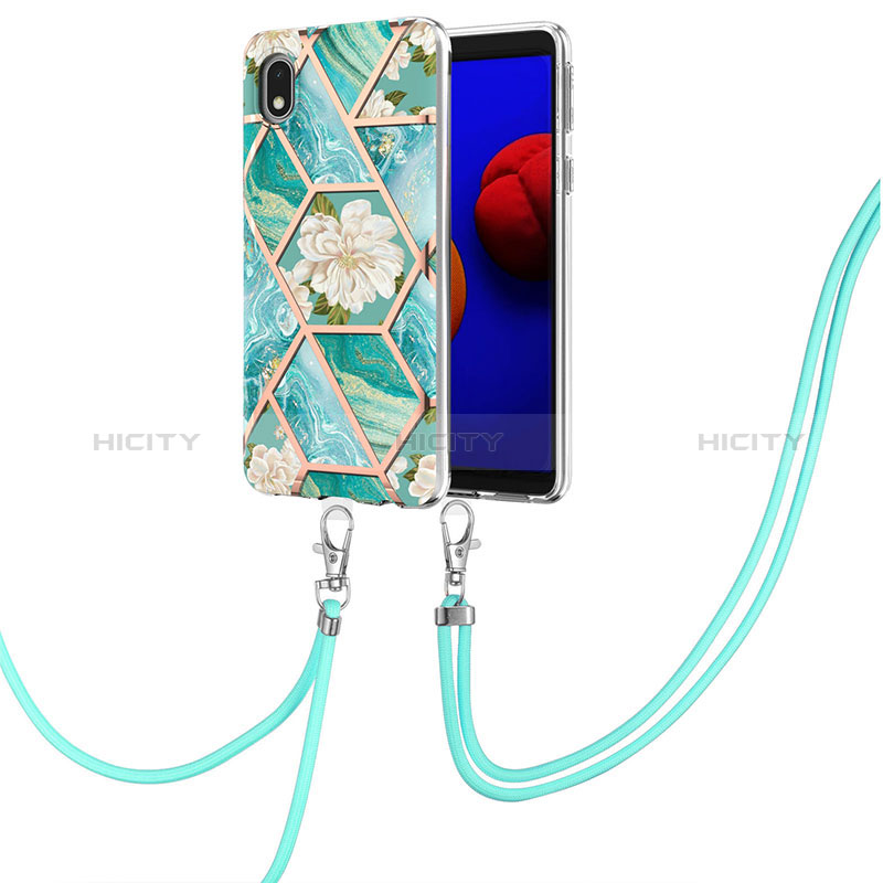 Custodia Silicone Gel Morbida Fantasia Modello Cover con Cinghia Cordino Mano Y02B per Samsung Galaxy A01 Core