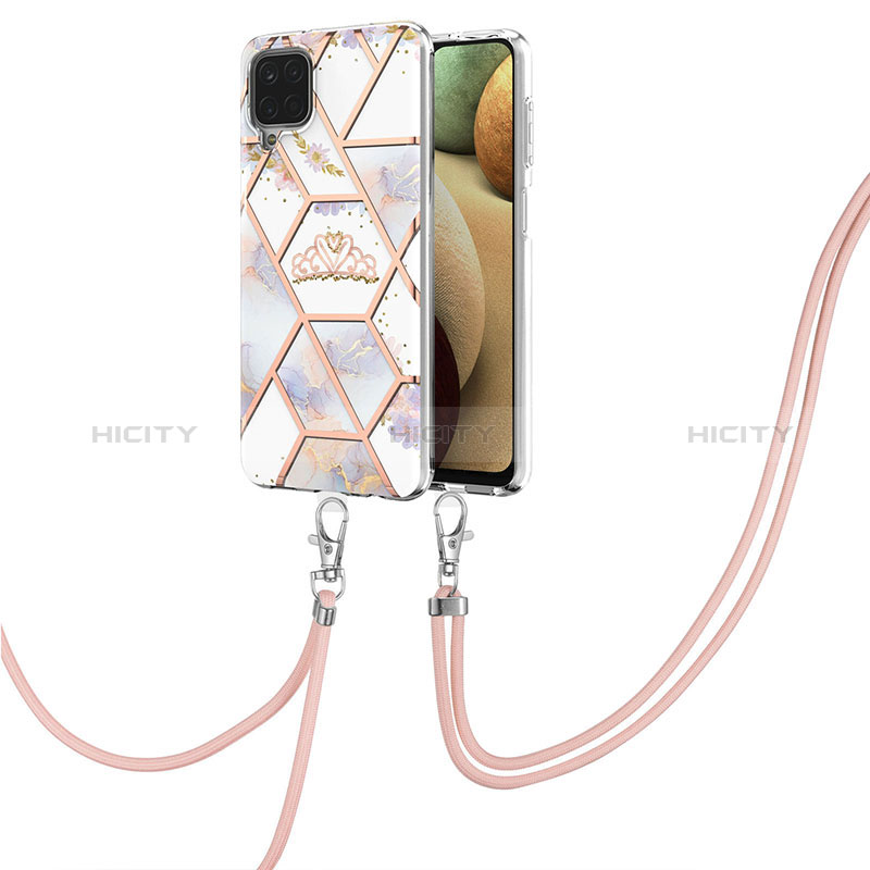Custodia Silicone Gel Morbida Fantasia Modello Cover con Cinghia Cordino Mano Y02B per Samsung Galaxy A12