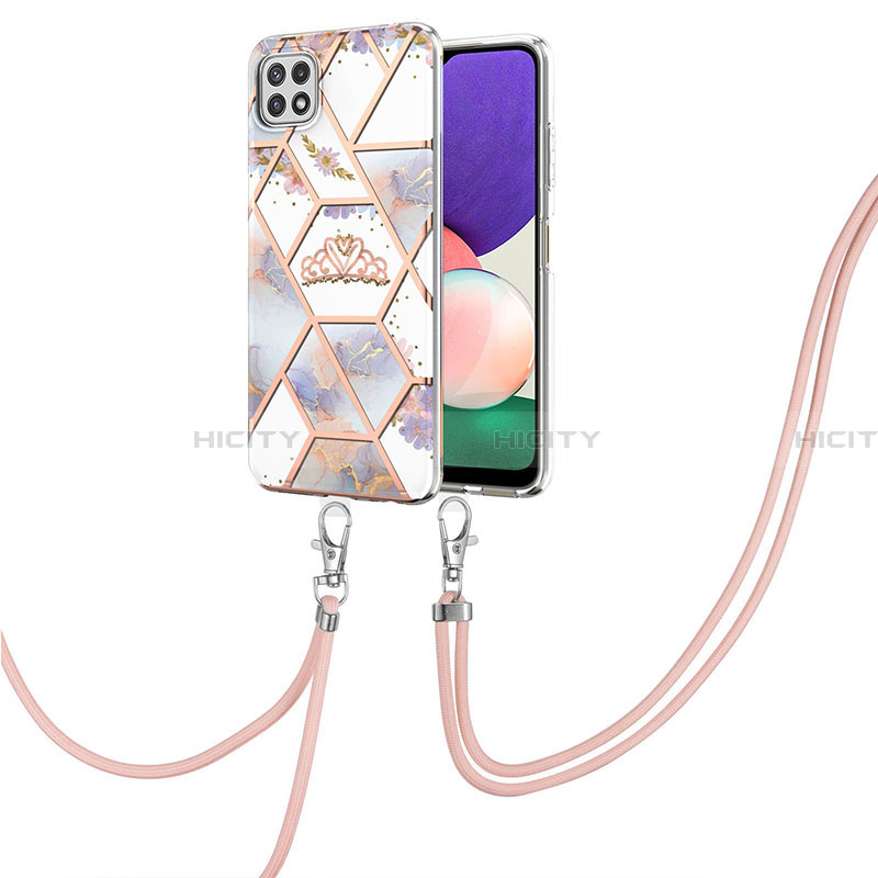 Custodia Silicone Gel Morbida Fantasia Modello Cover con Cinghia Cordino Mano Y02B per Samsung Galaxy A22 5G