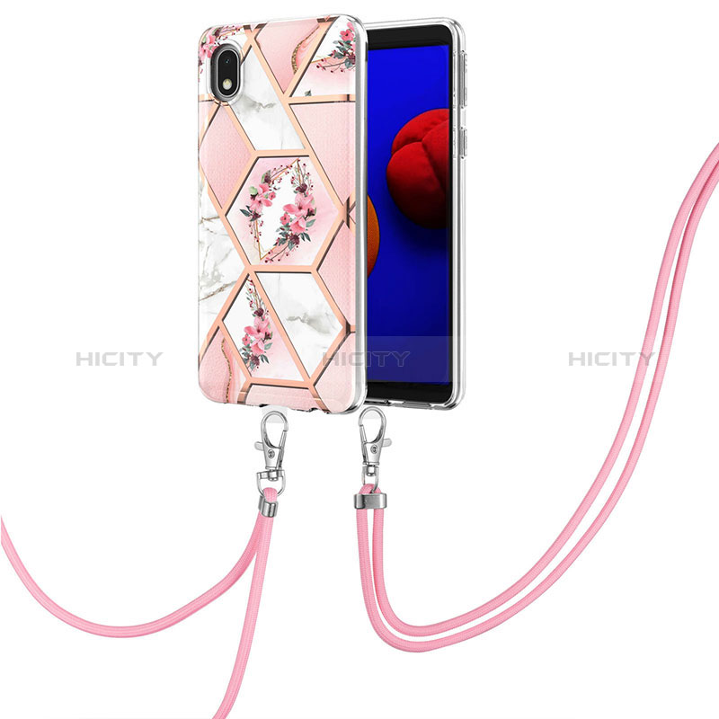 Custodia Silicone Gel Morbida Fantasia Modello Cover con Cinghia Cordino Mano Y02B per Samsung Galaxy M01 Core