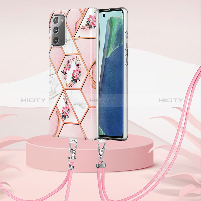 Custodia Silicone Gel Morbida Fantasia Modello Cover con Cinghia Cordino Mano Y02B per Samsung Galaxy Note 20 5G