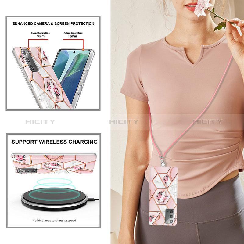 Custodia Silicone Gel Morbida Fantasia Modello Cover con Cinghia Cordino Mano Y02B per Samsung Galaxy Note 20 5G