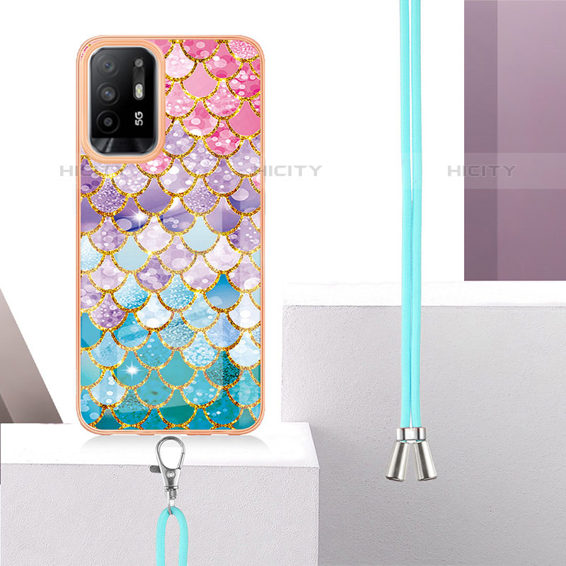 Custodia Silicone Gel Morbida Fantasia Modello Cover con Cinghia Cordino Mano Y03B per Oppo A94 5G