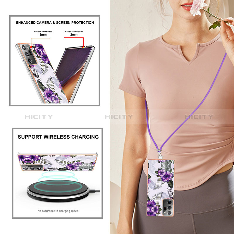 Custodia Silicone Gel Morbida Fantasia Modello Cover con Cinghia Cordino Mano Y03B per Samsung Galaxy Note 20 Ultra 5G