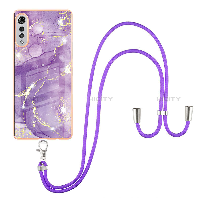 Custodia Silicone Gel Morbida Fantasia Modello Cover con Cinghia Cordino Mano Y05B per LG Velvet 4G