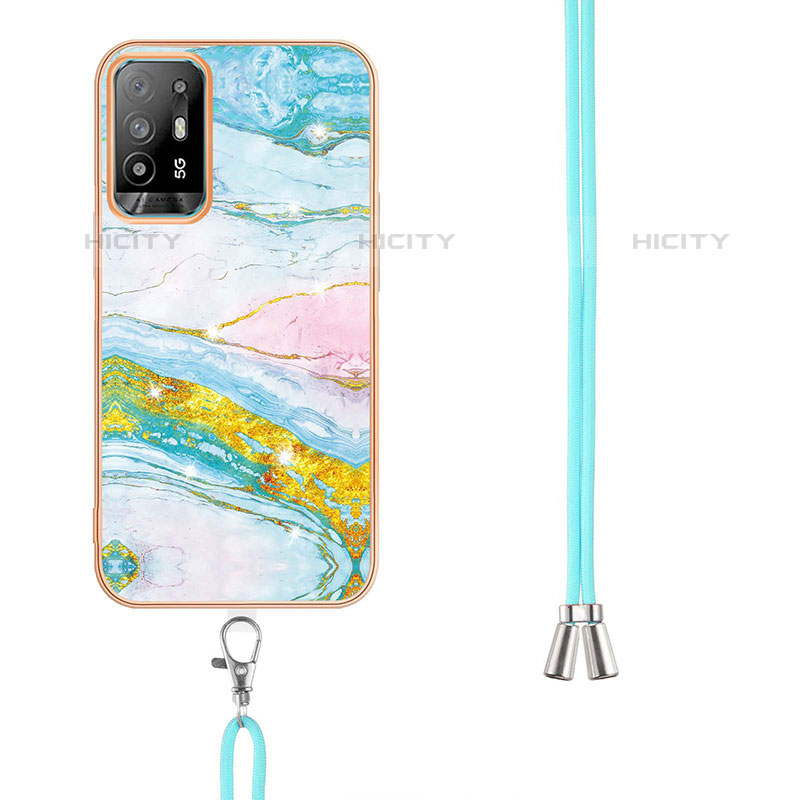 Custodia Silicone Gel Morbida Fantasia Modello Cover con Cinghia Cordino Mano Y05B per Oppo A95 5G