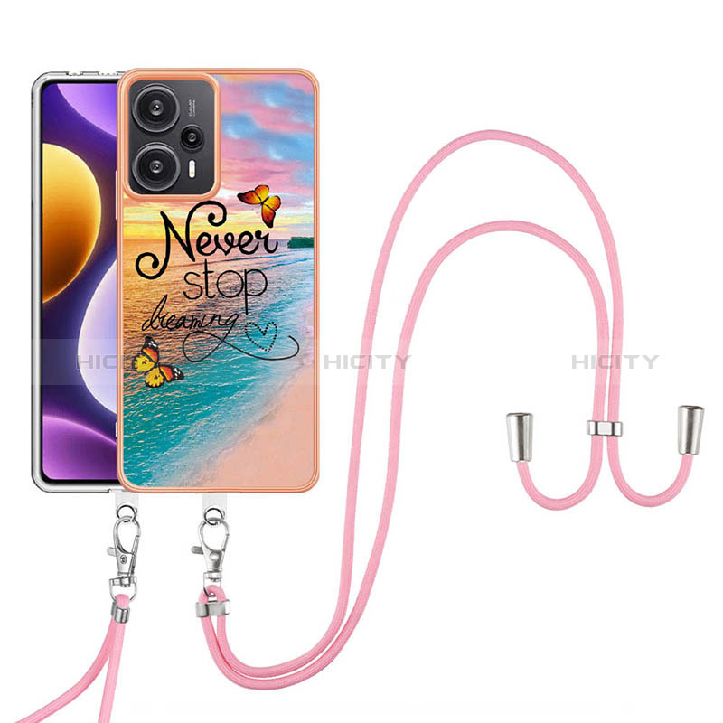 Custodia Silicone Gel Morbida Fantasia Modello Cover con Cinghia Cordino Mano YB3 per Xiaomi Poco F5 5G Multicolore