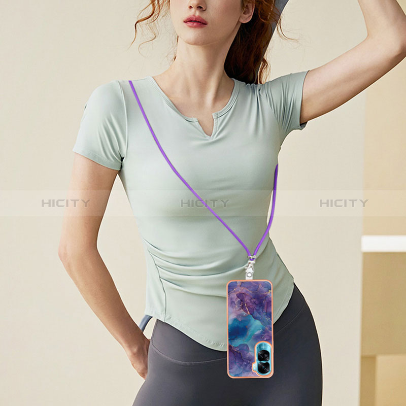 Custodia Silicone Gel Morbida Fantasia Modello Cover con Cinghia Cordino Mano YB7 per Huawei Honor 90 Lite 5G