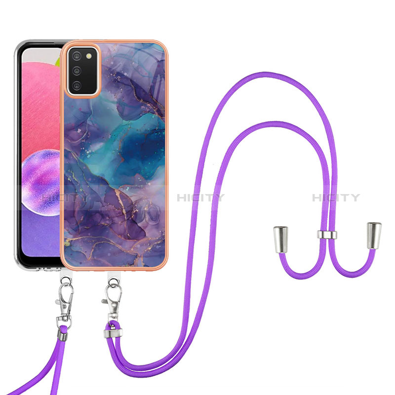 Custodia Silicone Gel Morbida Fantasia Modello Cover con Cinghia Cordino Mano YB7 per Samsung Galaxy A02s