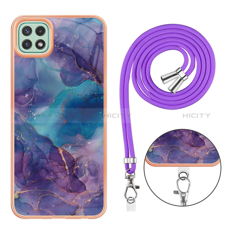 Custodia Silicone Gel Morbida Fantasia Modello Cover con Cinghia Cordino Mano YB7 per Samsung Galaxy A22 5G