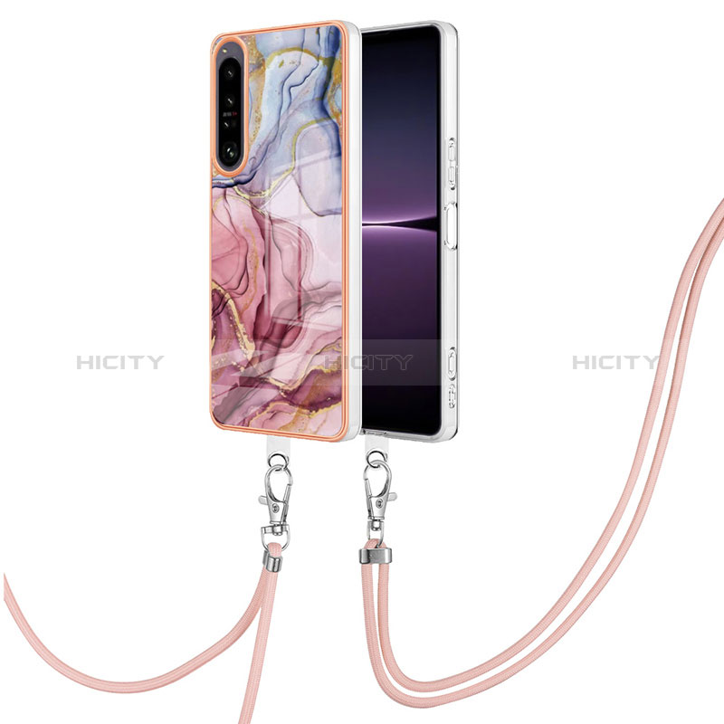 Custodia Silicone Gel Morbida Fantasia Modello Cover con Cinghia Cordino Mano YB7 per Sony Xperia 1 IV