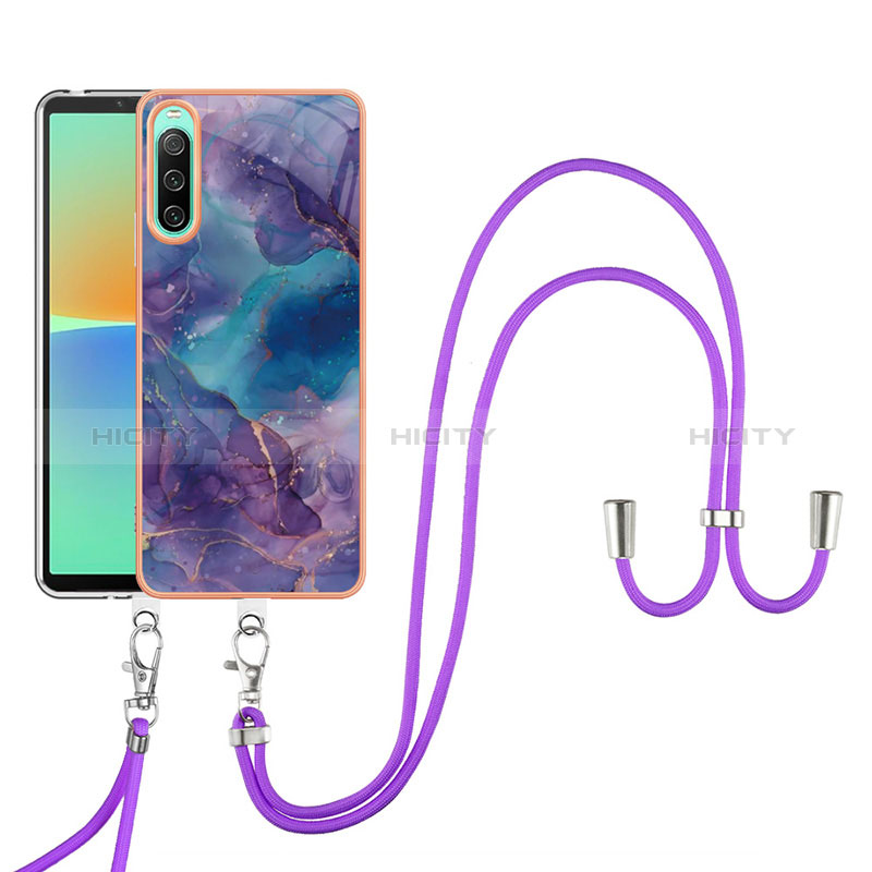 Custodia Silicone Gel Morbida Fantasia Modello Cover con Cinghia Cordino Mano YB7 per Sony Xperia 10 IV