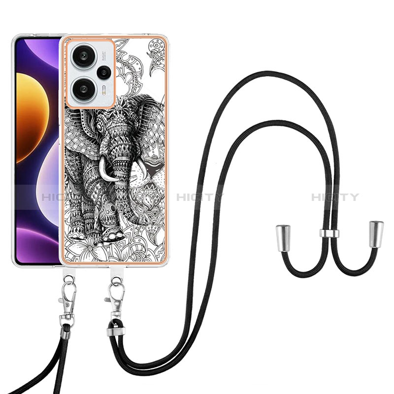 Custodia Silicone Gel Morbida Fantasia Modello Cover con Cinghia Cordino Mano YB8 per Xiaomi Poco F5 5G