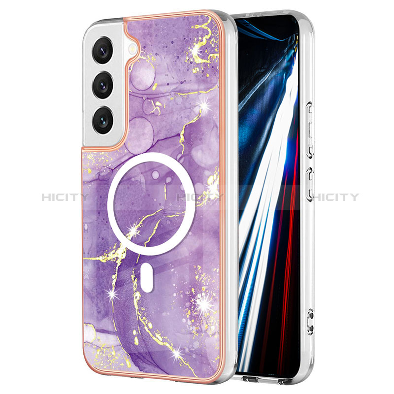 Custodia Silicone Gel Morbida Fantasia Modello Cover con Mag-Safe Magnetic per Samsung Galaxy S22 Plus 5G Viola